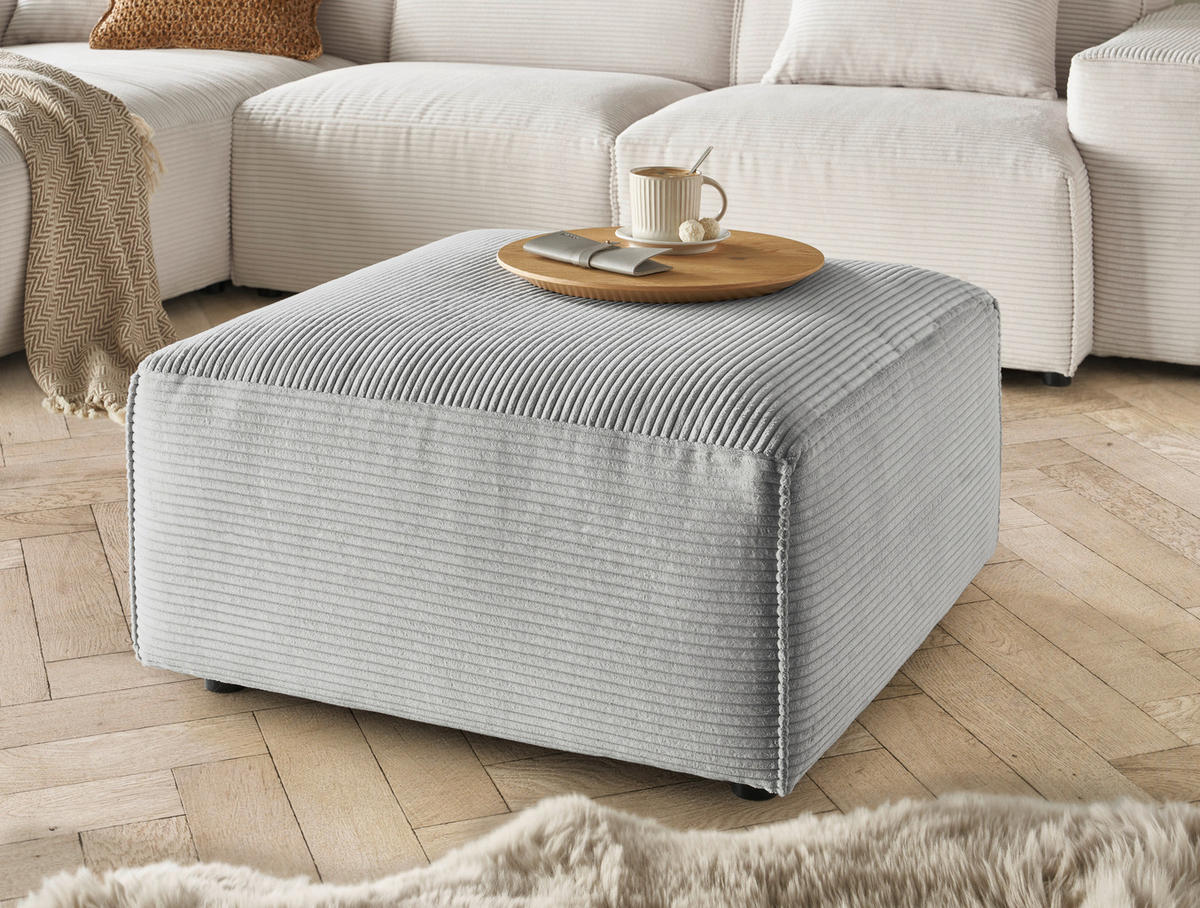 HOCKER in Textil Grau  - Schwarz/Grau, Design, Kunststoff/Textil (80/71/80cm) - Pure Home Lifestyle