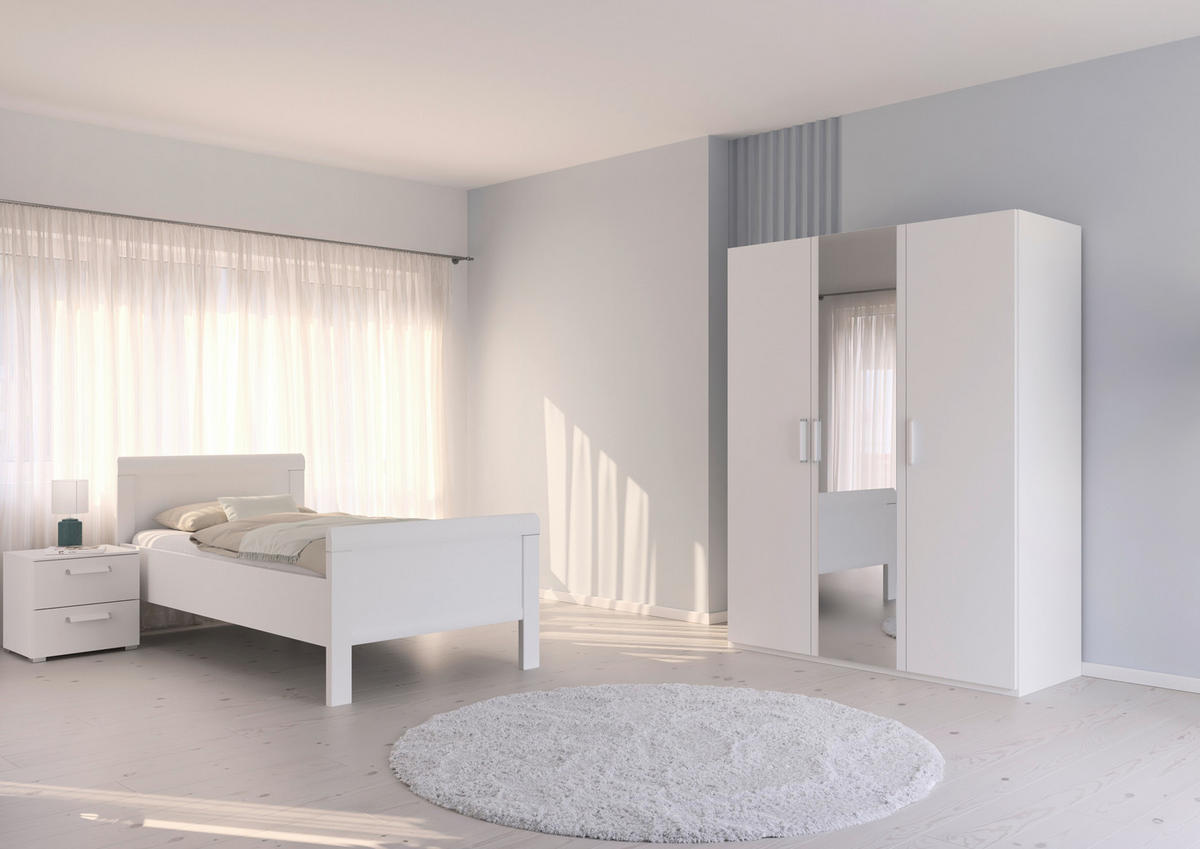 BETT 100/200 cm  in Weiß  - Weiß, Design (100/200cm) - Novel