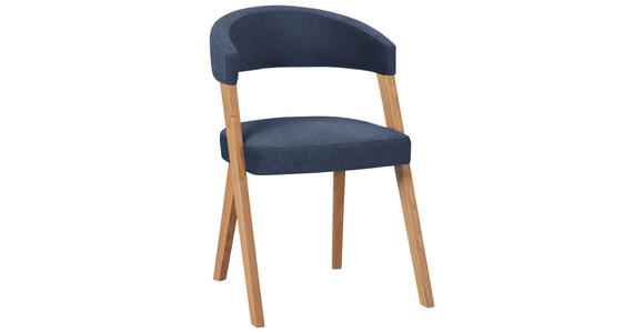 STUHL in Holz, Textil Dunkelblau, Wildeiche  - Wildeiche/Eichefarben, MODERN, Holz/Textil (56/81/66cm) - Venda