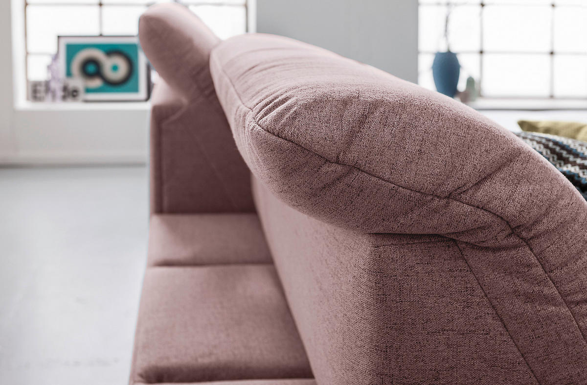 ECKSOFA Rosa Flachgewebe  - Chromfarben/Rosa, Design, Textil/Metall (276/198cm) - SetOne by Musterring