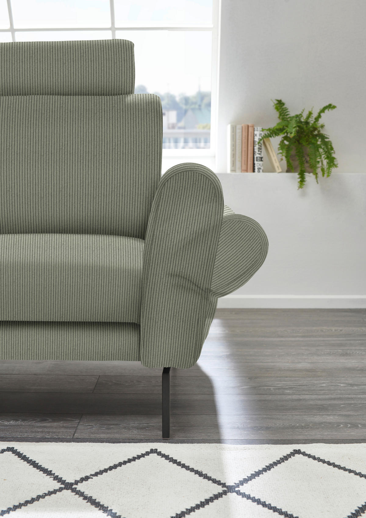 ECKSOFA in Velours, Feincord Braun, Grün  - Schwarz/Braun, Design, Textil/Metall (280/254cm) - Beldomo Style