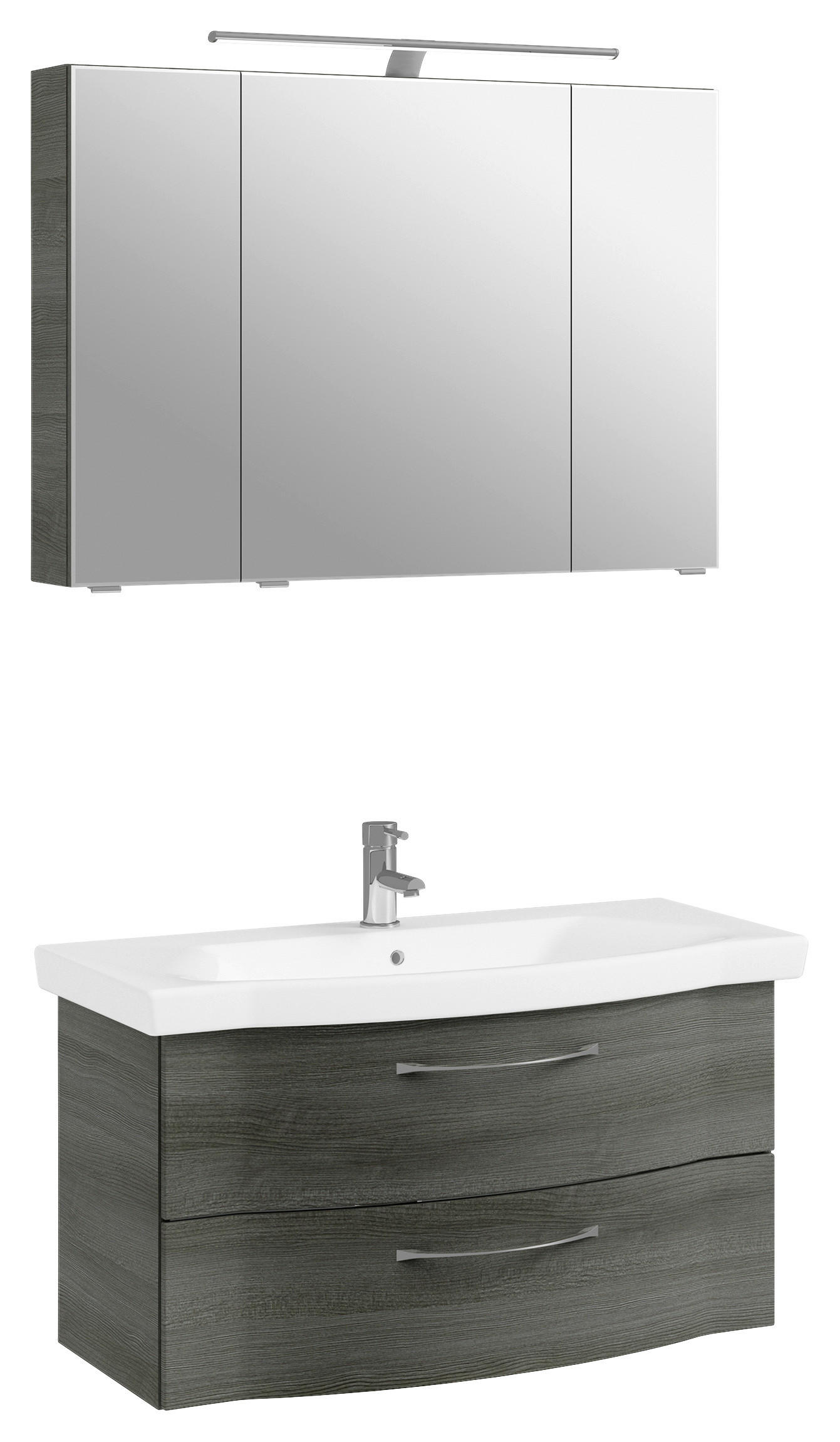 BADEZIMMER 3-teilig in 98 cm - Chromfarben/Graphitfarben, KONVENTIONELL, Glas/Keramik (98cm) - Pelipal
