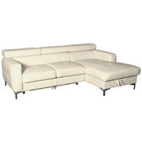 ECKSOFA Beige Echtleder  - Chromfarben/Beige, Design, Leder/Metall (226/169cm) - Livetastic