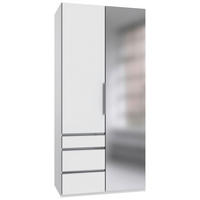 DREHTÜRENSCHRANK 100/236/58 cm,  in Weiß, 2 Tür(en)  - Chromfarben/Weiß, KONVENTIONELL, Glas/Holzwerkstoff (100/236/58cm) - MID.YOU