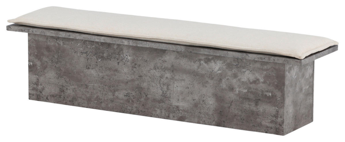 SITZBANK 160/45/40 cm Textilgeflecht Grau, Weiß furniert  - Weiß/Grau, Design, Textil (160/45/40cm) - Livetastic