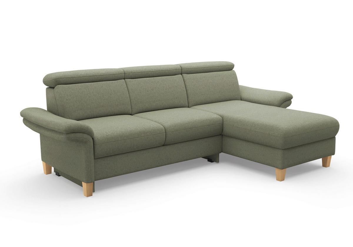 ECKSOFA GLENDALE E Olivgrün Flachgewebe  - Eichefarben/Olivgrün, KONVENTIONELL, Holz/Textil (253/166cm) - Sit & More