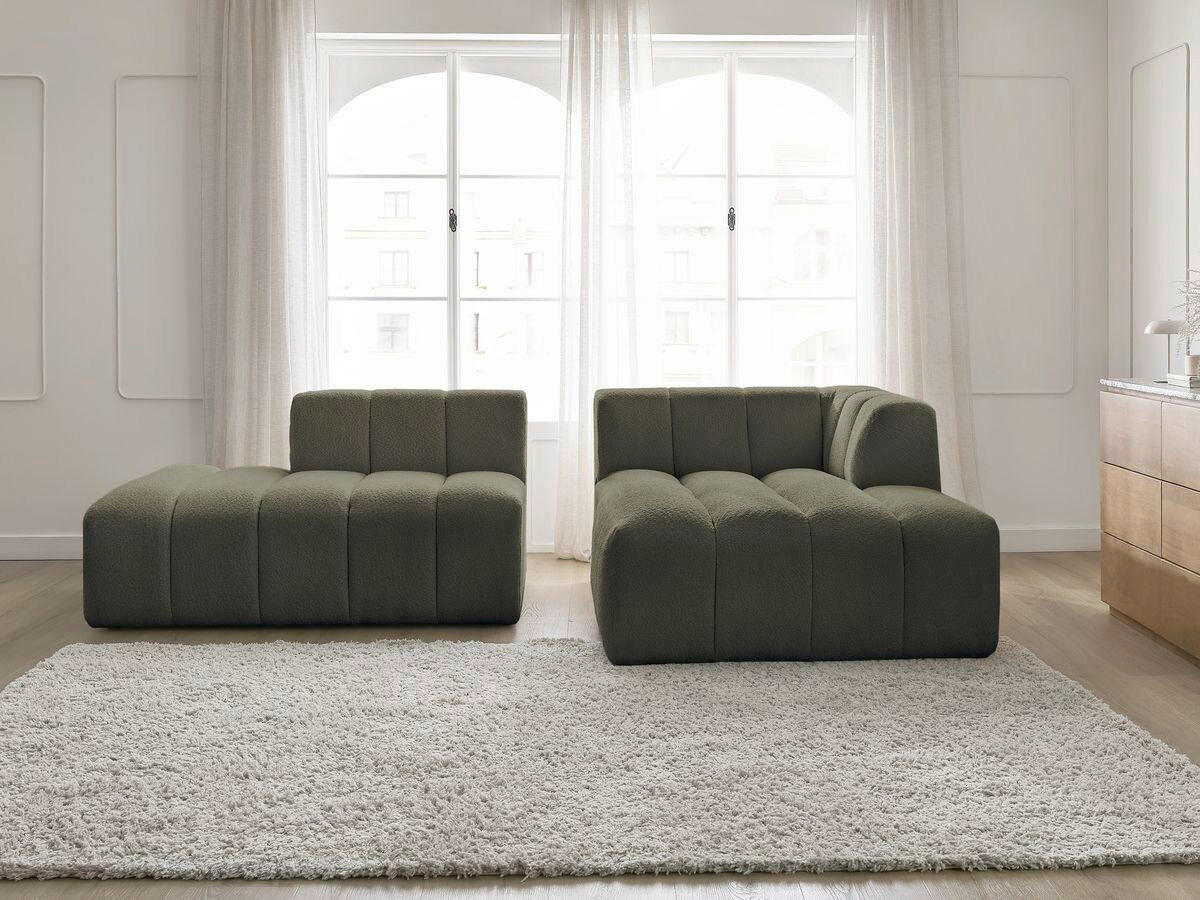 ECKSOFA  ANNECY Grün Bouclé  - Schwarz/Grün, MODERN, Kunststoff/Textil (262/170cm)