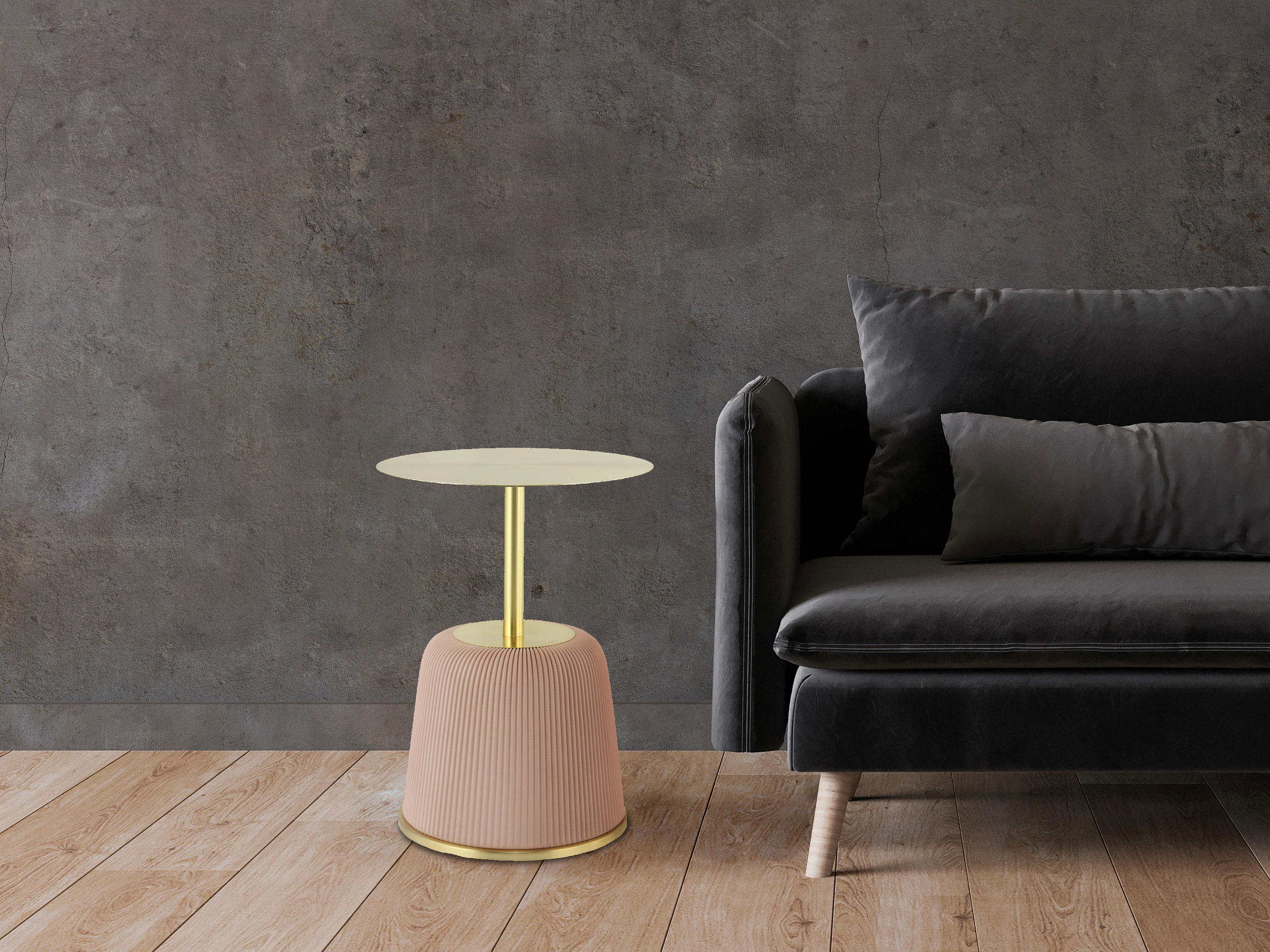 ODKLÁDACÍ STOLEK, růžová, barvy zlata - růžová/barvy zlata, Design, kov/kompozitní dřevo (40/55cm) - MID.YOU
