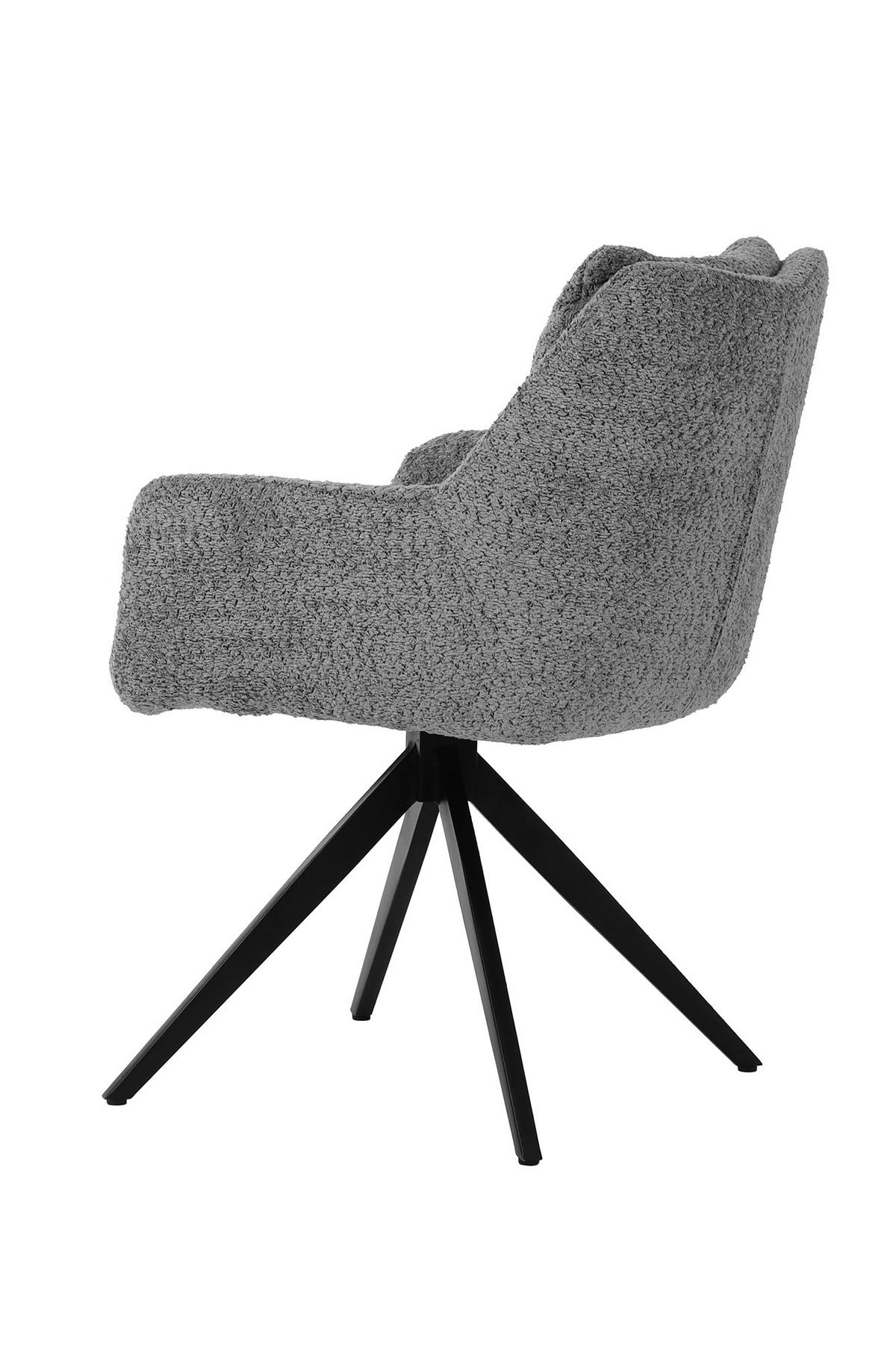 ARMLEHNSTUHL  Sitzfläche 360° drehbar Bouclé  Grau, Schwarz  - Schwarz/Grau, MODERN, Textil/Metall (65,5/84,5/66cm) - MID.YOU