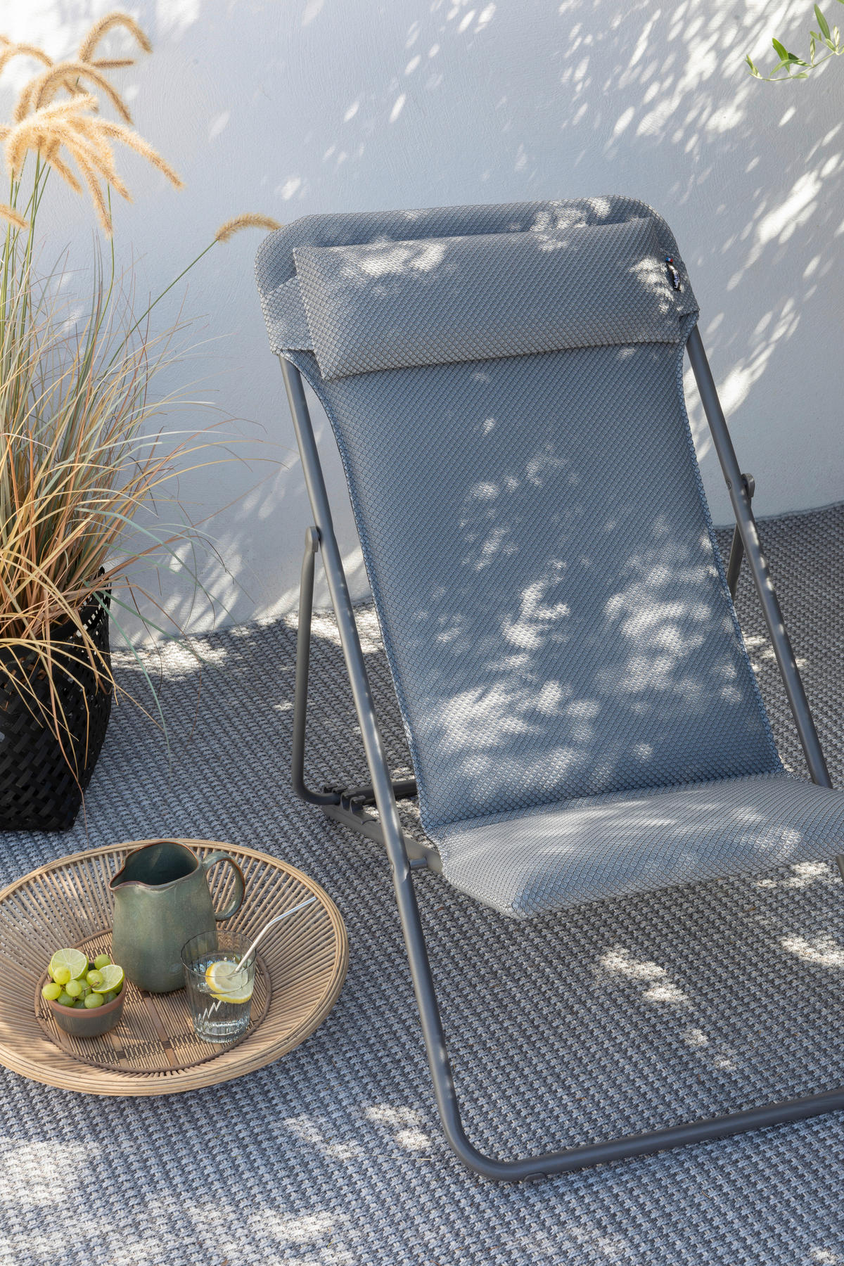 STRANDSTUHL Stahl Silberfarben, Titanfarben  - Silberfarben/Titanfarben, Basics, Textil/Metall (62/77-83/94cm) - Lafuma Mobilier
