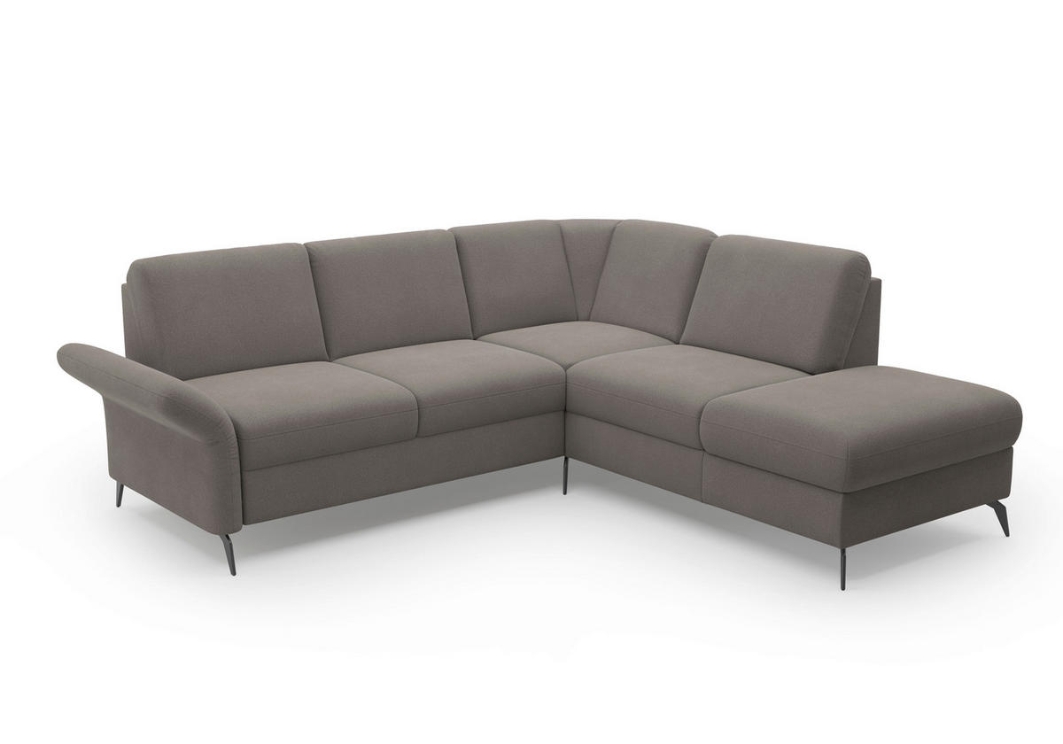 ECKSOFA ROCHELLE E Graphitfarben Flachgewebe  - Schwarz/Graphitfarben, KONVENTIONELL, Textil/Metall (240/216cm) - Sit & More