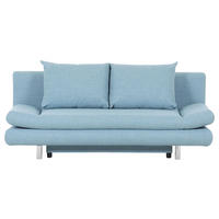 SCHLAFSOFA  mit Stoffauswahl, Rücken echt Flachgewebe Hellblau  - Chromfarben/Schwarz, Design, Kunststoff/Textil (194/73/91cm) - Xora