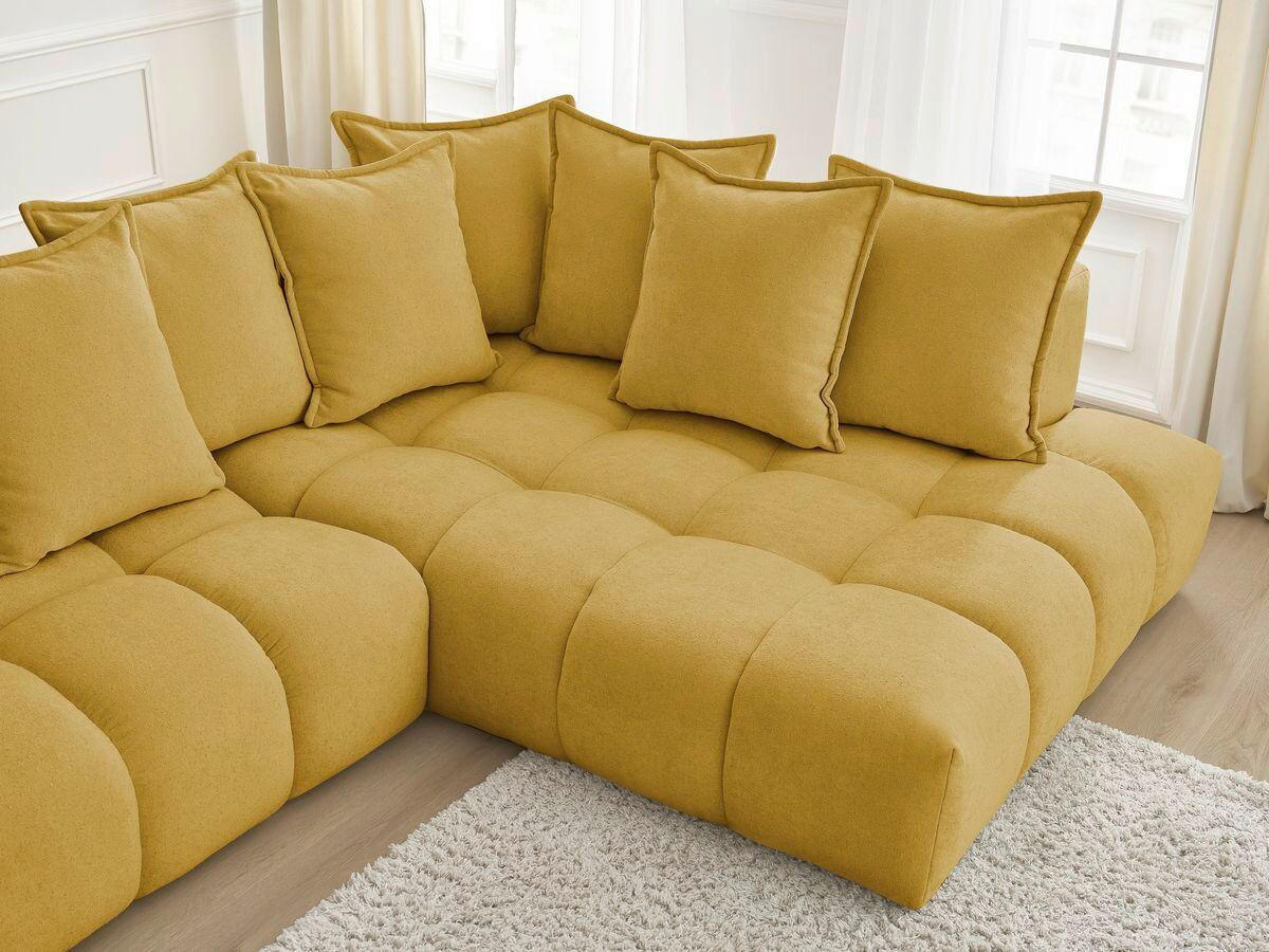 ECKSOFA Ottomane rechts  EVEREST Gelb Struktur  - Gelb/Schwarz, MODERN, Kunststoff/Textil (352/210cm) - Livetastic