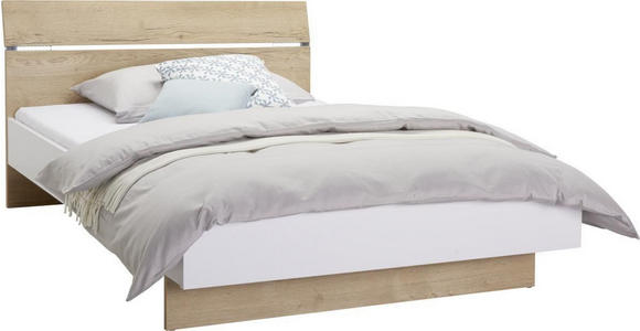 BETT 140/200 cm  in Weiß, Eichefarben   - Eichefarben/Weiß, Design, Holzwerkstoff (140/200cm) - Hom`in