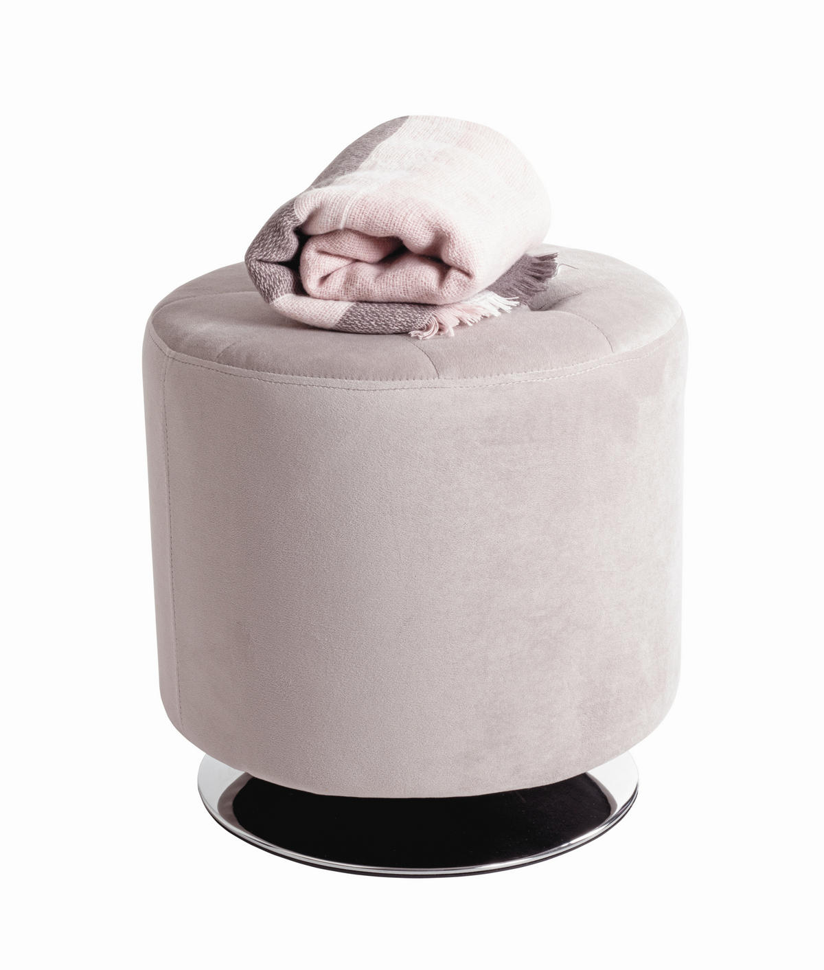 HOCKER Samt Chromfarben, Kaschmir  - Chromfarben/Kaschmir, MODERN, Textil/Metall (44/43/44cm)