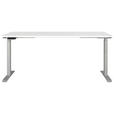 SCHREIBTISCH 180/80/72-118 cm  in Silberfarben, Weiß  - Silberfarben/Weiß, MODERN, Holzwerkstoff/Metall (180/80/72-118cm) - Novel