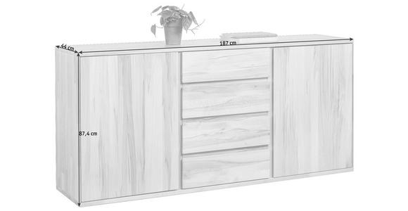 SIDEBOARD Kernbuche massiv geölt Buchefarben - Buchefarben, KONVENTIONELL, Holz (187/87,4/44cm) - Cantus