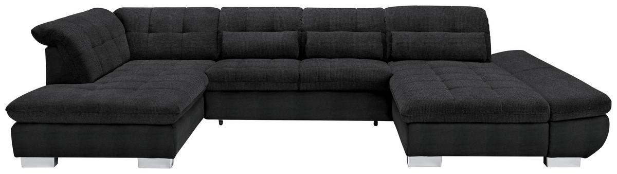 WOHNLANDSCHAFT in Mikrofaser Graphitfarben  - Chromfarben/Graphitfarben, Design, Kunststoff/Textil (211/350/204cm) - Xora
