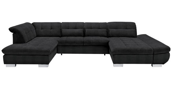 WOHNLANDSCHAFT in Mikrofaser Graphitfarben - Chromfarben/Graphitfarben, Design, Kunststoff/Textil (211/350/204cm) - Xora