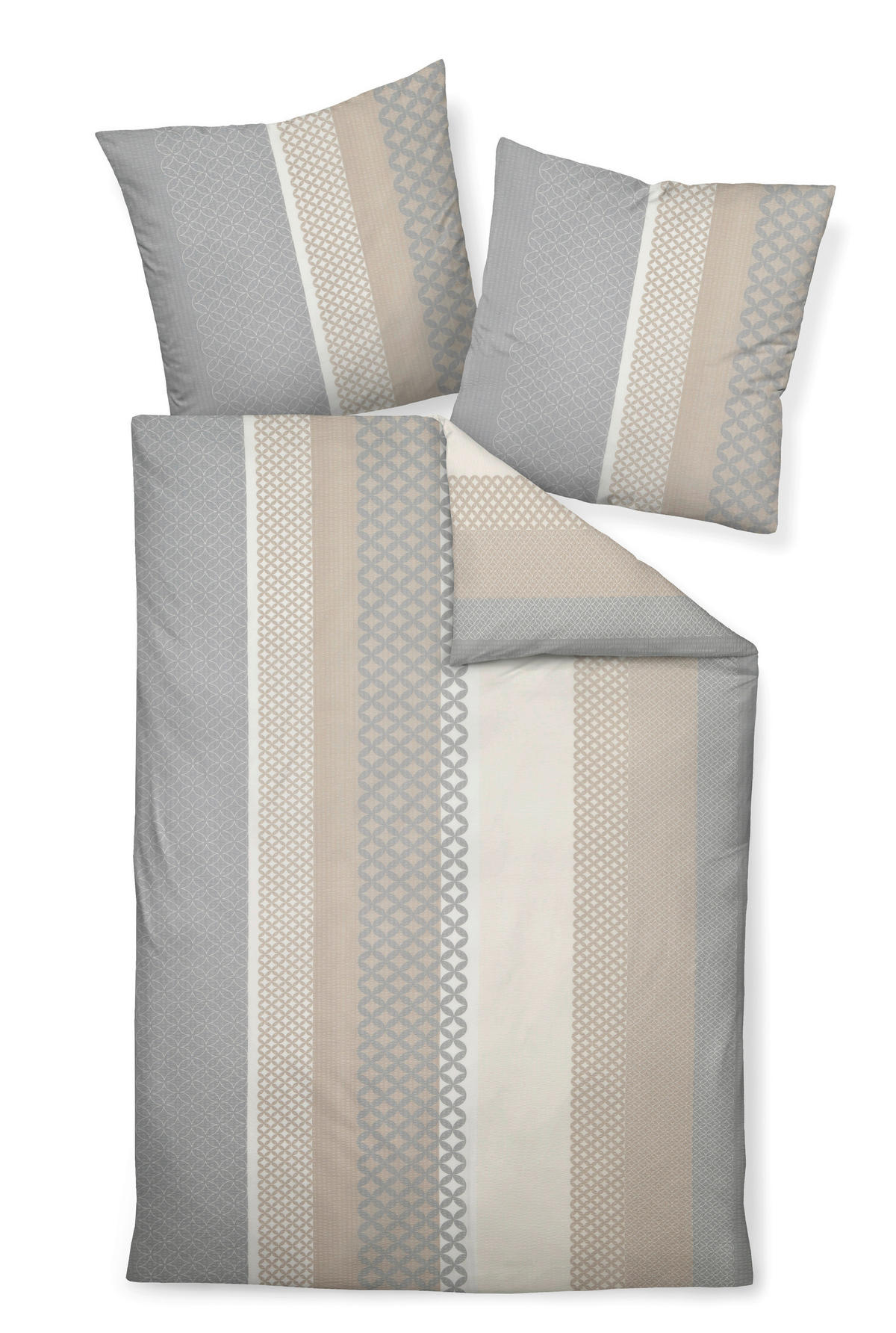 BETTWÄSCHE Seersucker 155/220 cm  - Sandfarben/Silberfarben, Design, Textil (155/220cm) - Janine