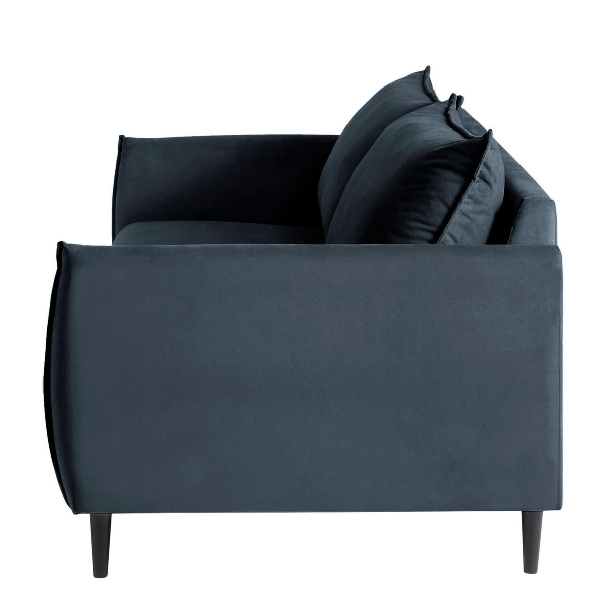 3-SITZER-SOFA JULI Samt Dunkelblau  - Schwarz/Dunkelblau, Design, Holz/Textil (203/86/100cm) - P & B
