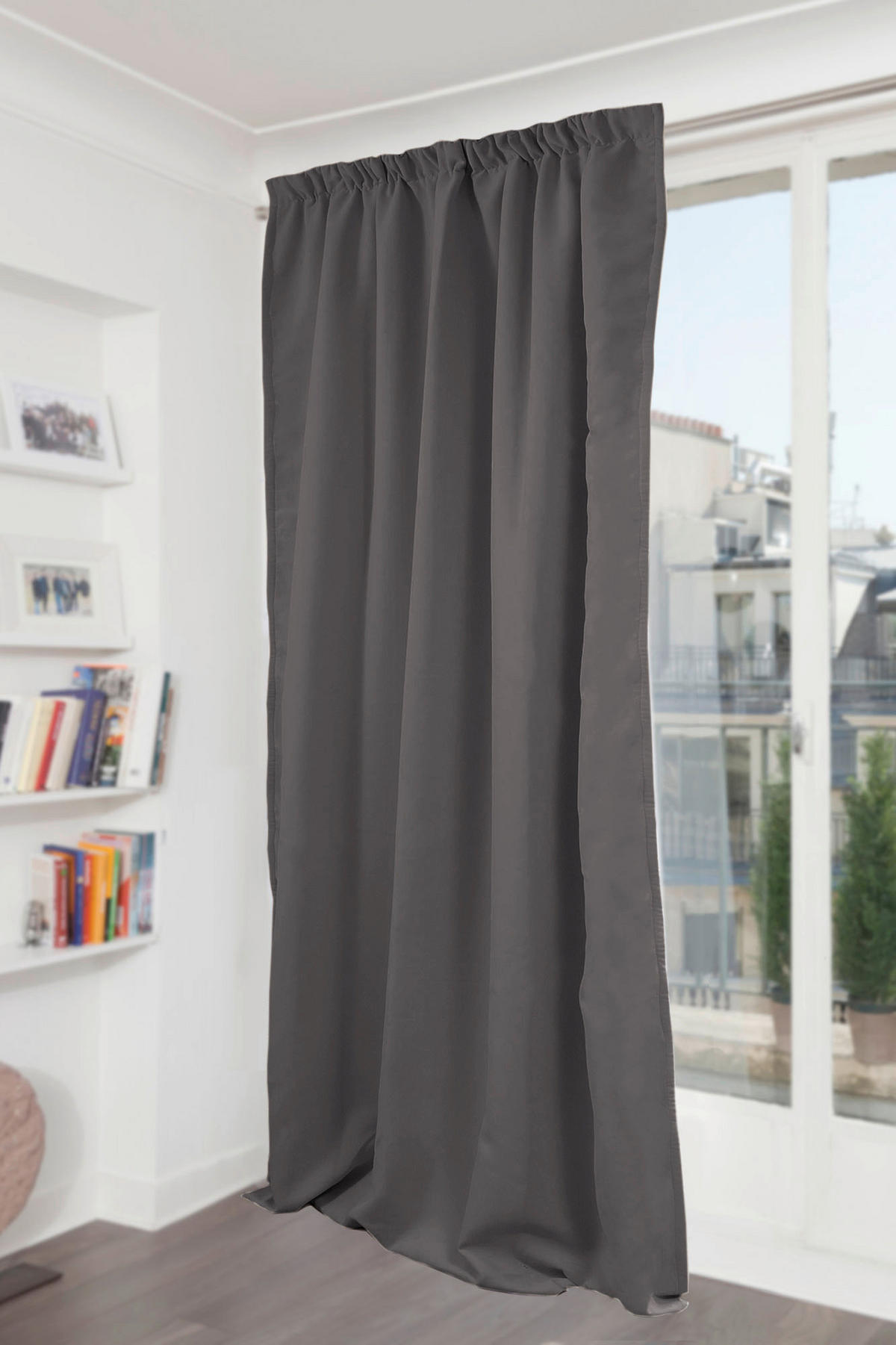 LÄRMSCHUTZVORHANG black-out (lichtundurchlässig) 145/260 cm   - Grau, Basics, Textil/Metall (145/260cm)