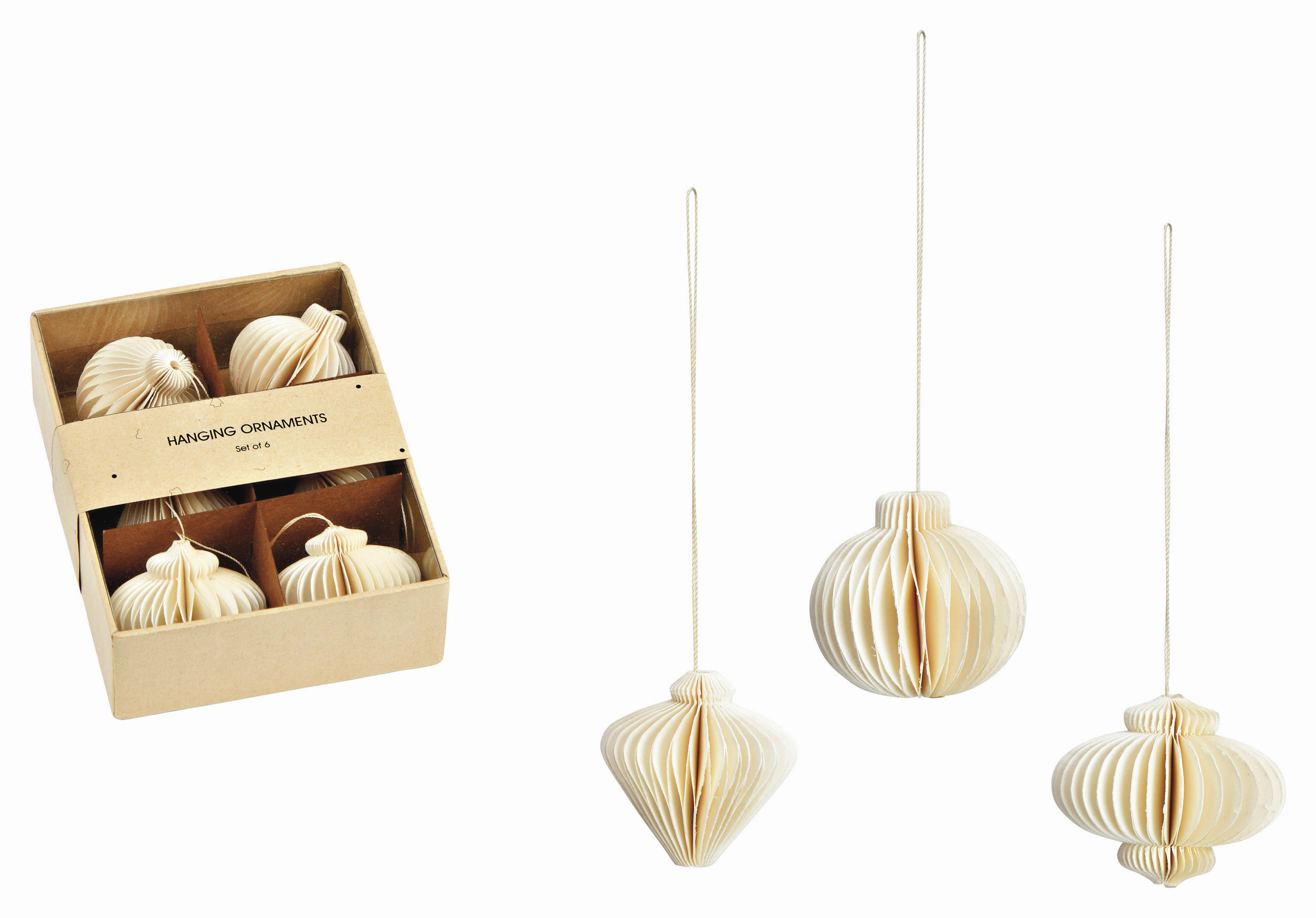 CHRISTBAUMKUGEL-SET 6-teilig  - Weiß, Basics, Papier (10/13/4cm)