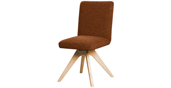 STUHL drehbar - Eichefarben/Haselnussfarben, KONVENTIONELL, Holz/Textil (47/89/60cm) - Linea Natura