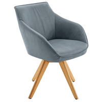 ARMLEHNSTUHL in Holz, Leder Eichefarben, Graublau  - Graublau/Eichefarben, Design, Leder/Holz (60/84/67cm) - Koinor