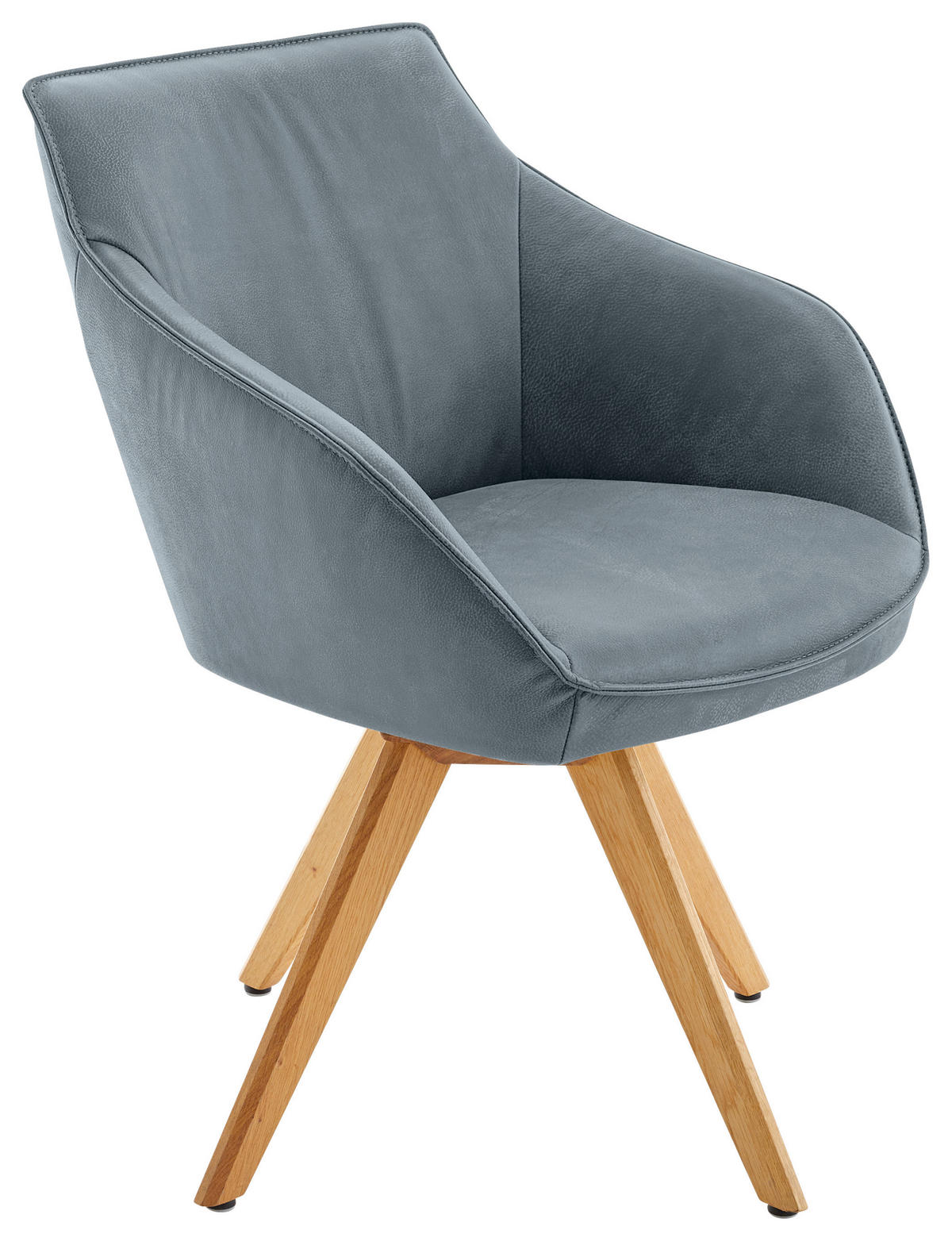 ARMLEHNSTUHL in Holz, Leder Eichefarben, Graublau  - Graublau/Eichefarben, Design, Leder/Holz (60/84/67cm) - Koinor