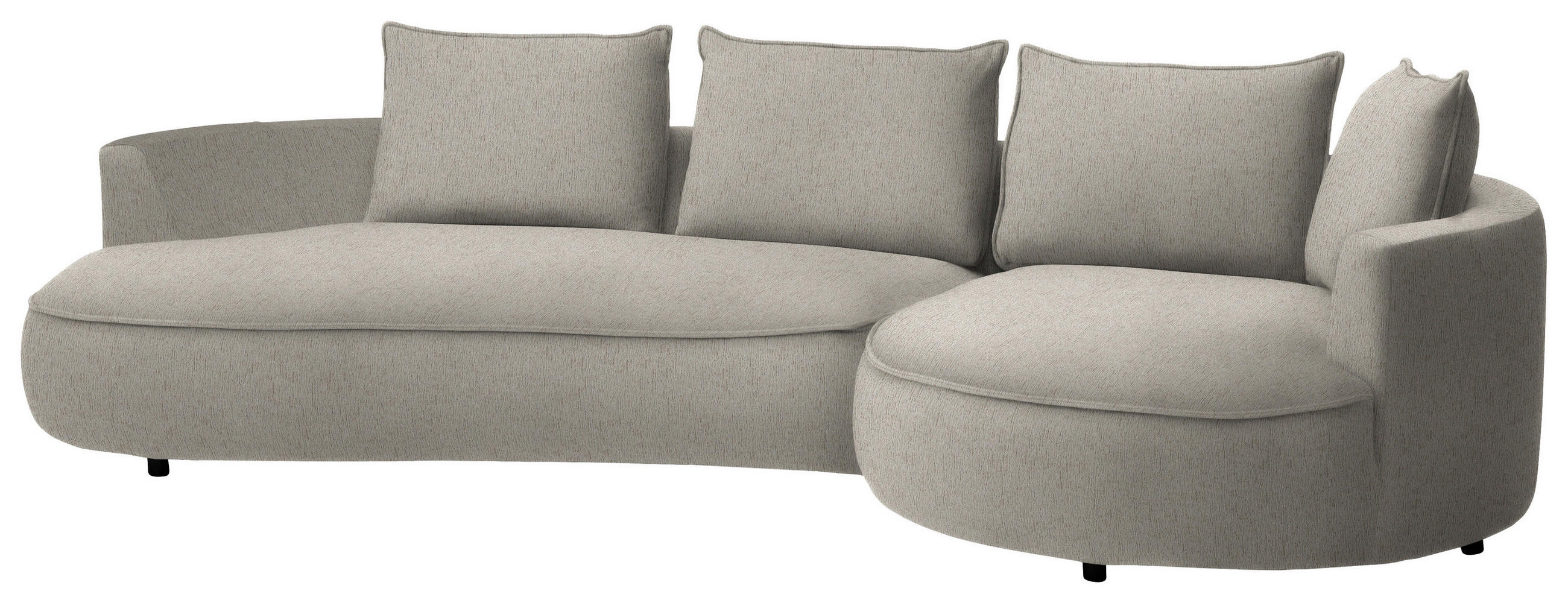 BIGSOFA in Chenille Greige  - Greige/Schwarz, Design, Kunststoff/Textil (322/82/154cm) - home24