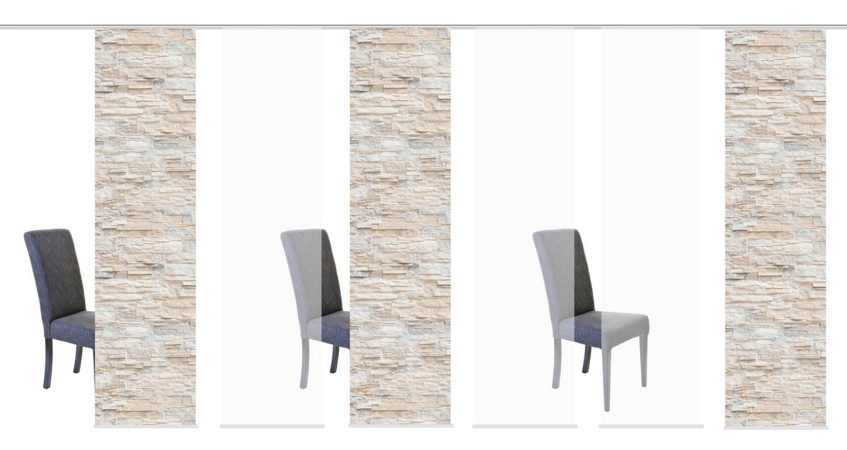 FLÄCHENVORHANG 6ER SET in Naturfarben halbtransparent  - Naturfarben, Design, Textil (60/245cm) - Schmidt W. Gmbh