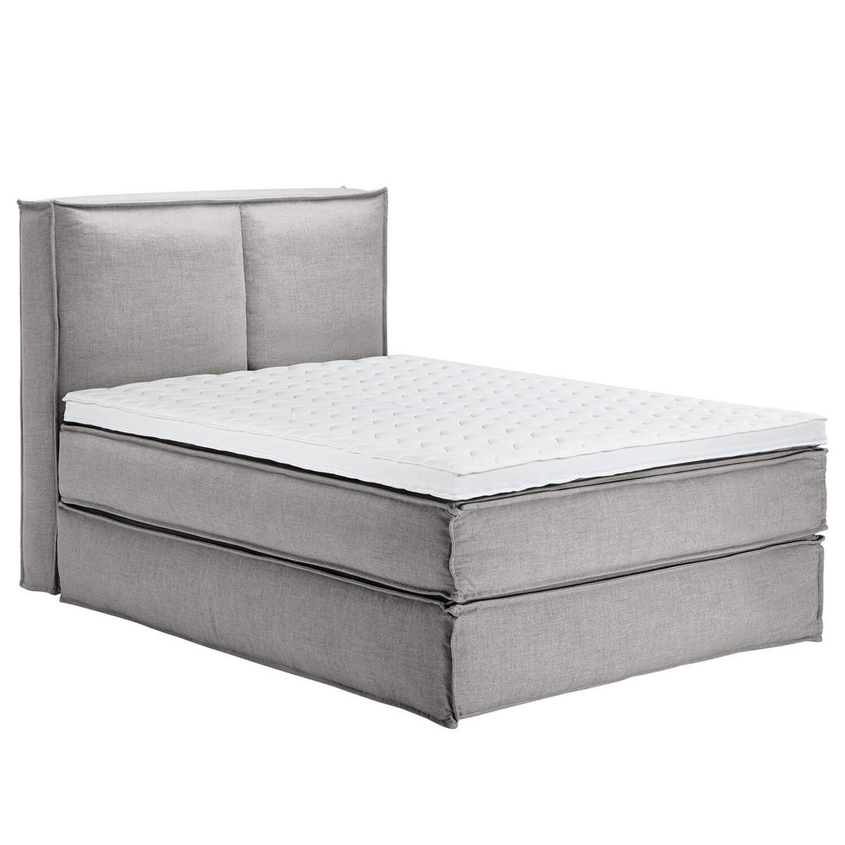 BOXSPRINGBETT 160/220 cm  in Hellgrau  - Hellgrau/Schwarz, Design, Kunststoff/Textil (160/220cm) - home24