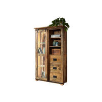 VITRINE  in massiv Mangoholz Braun, Schwarz  - Schwarz/Braun, KONVENTIONELL, Glas/Holz (100/175/45cm) - Livetastic