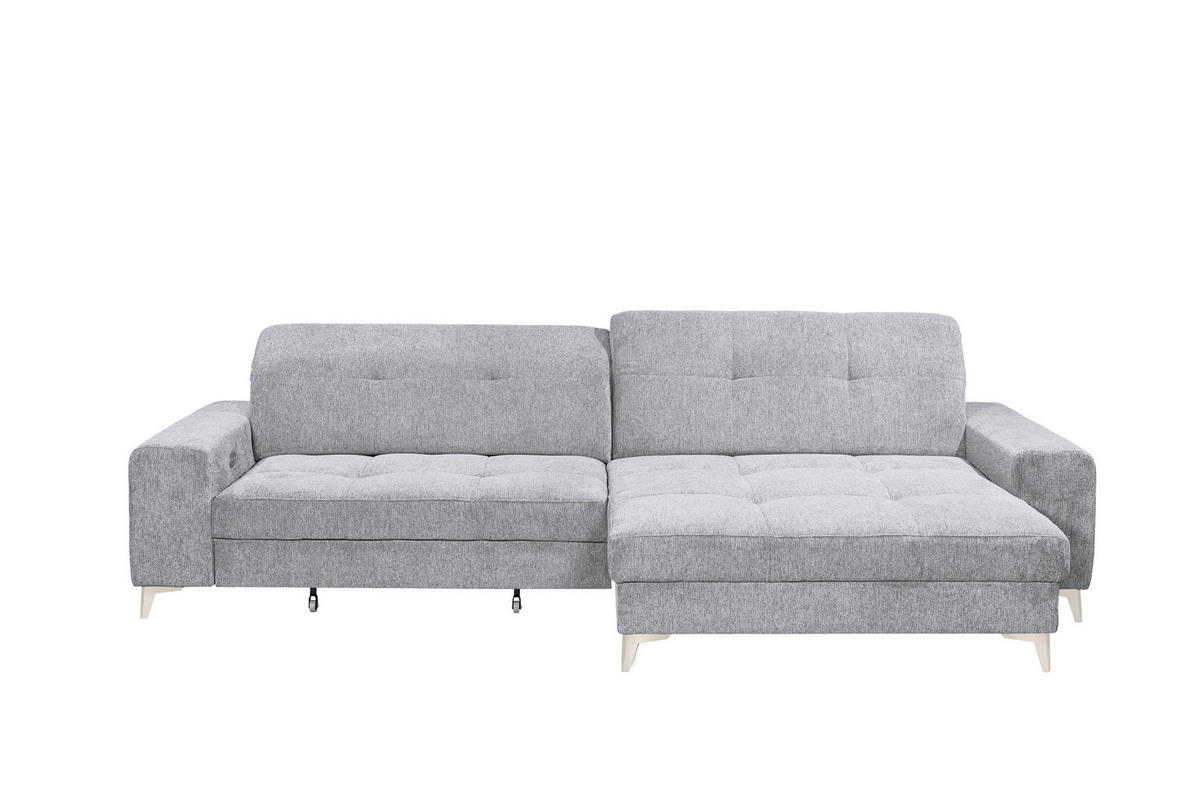 ECKSOFA SORELLA Hellgrau Mikrovelours Kopfteilverstellung, Sitztiefenverstellung  - Kaschmir/Hellgrau, Design, Kunststoff/Textil (328/182cm) - MID.YOU