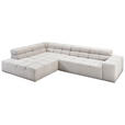 ECKSOFA in Cord Silberfarben, Hellgrau  - Silberfarben/Hellgrau, Design, Kunststoff/Textil (215/319cm) - Hom`in