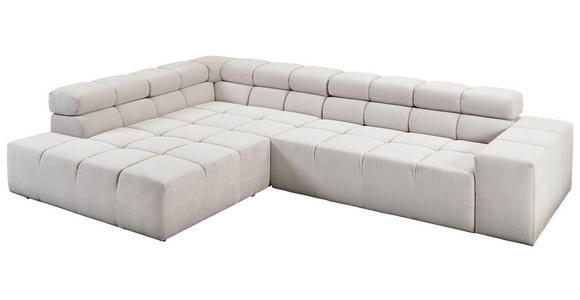 ECKSOFA in Cord Silberfarben, Hellgrau  - Silberfarben/Hellgrau, Design, Kunststoff/Textil (215/319cm) - Hom`in