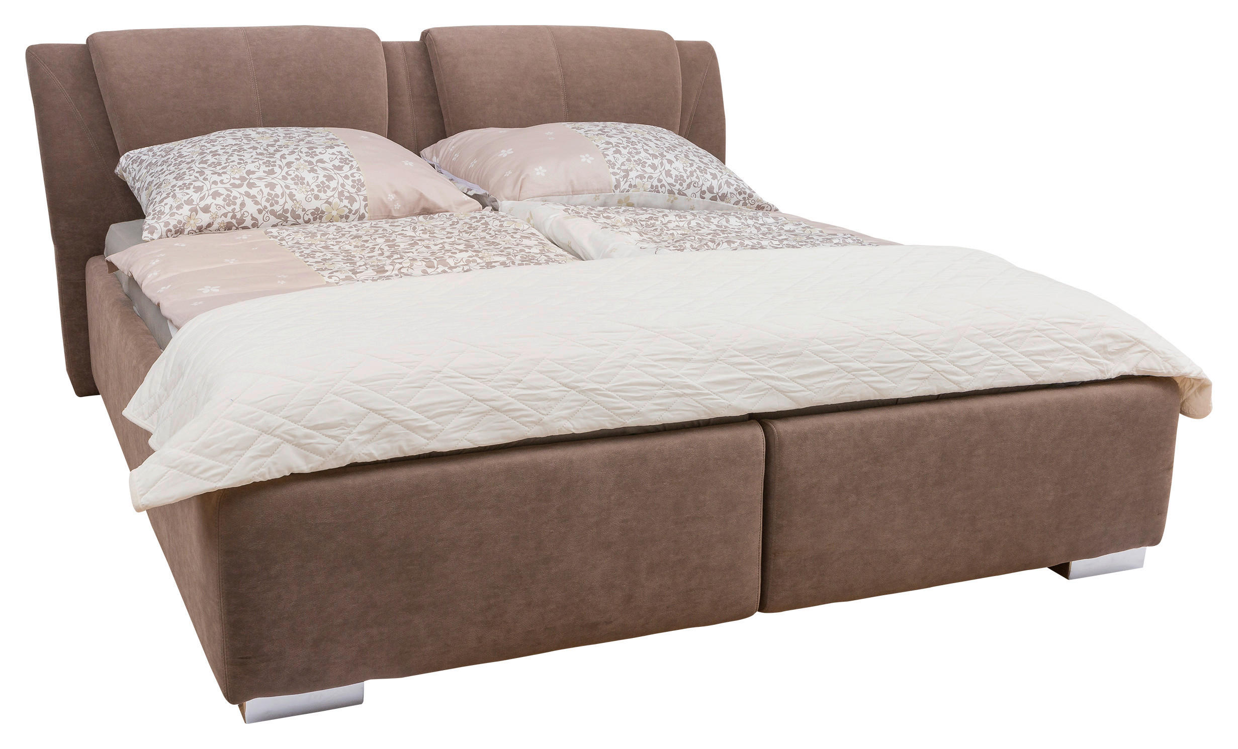 KÁRPITOZOTT ÁGY  barna  - króm/barna, Basics, műanyag/textil (180/200cm) - Andante