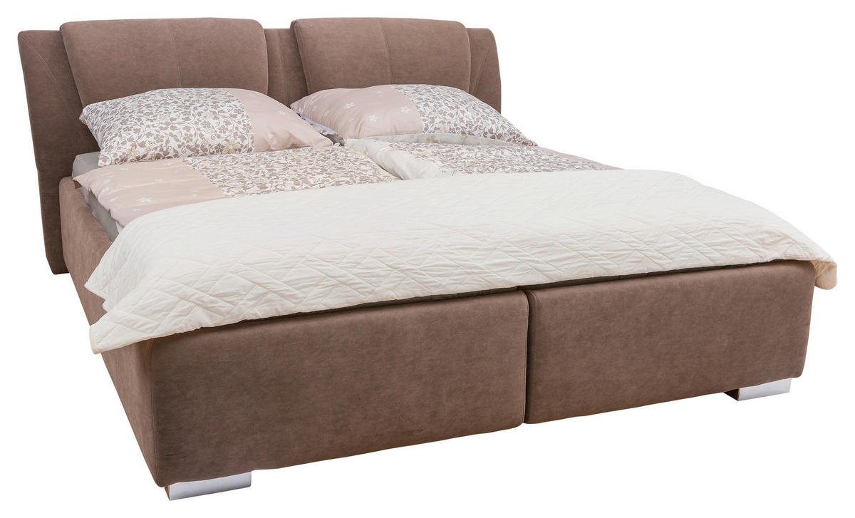 KÁRPITOZOTT ÁGY  barna  - króm/barna, Basics, műanyag/textil (180/200cm) - Andante