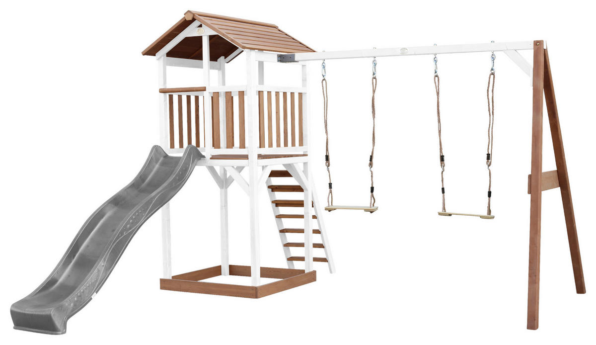 SPIELTURM 356,6/241,9/349 cm  - Weiss/Braun, Konventionell, Holz/Kunststoff (356,6/241,9/349cm)