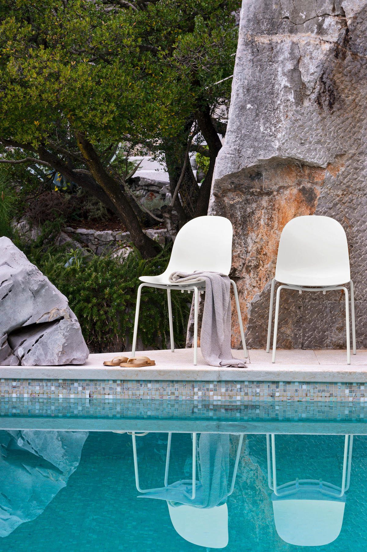 GARTENSTUHL-SET Edelstahl Weiß  - Weiß, Basics, Kunststoff/Metall (44,5/84/51cm) - Connubia 