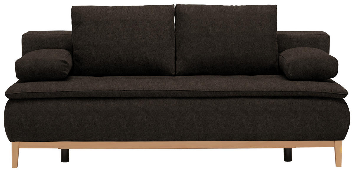 BOXSPRINGSOFA in Webstoff Dunkelbraun  - Eichefarben/Dunkelbraun, Design, Holz/Textil (202/78/93/100cm) - Venda