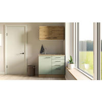 MINIKUCHYŇA CARA 100 - čierna/zelená, Modern, kov/kompozitné drevo (100cm) - FlexWell