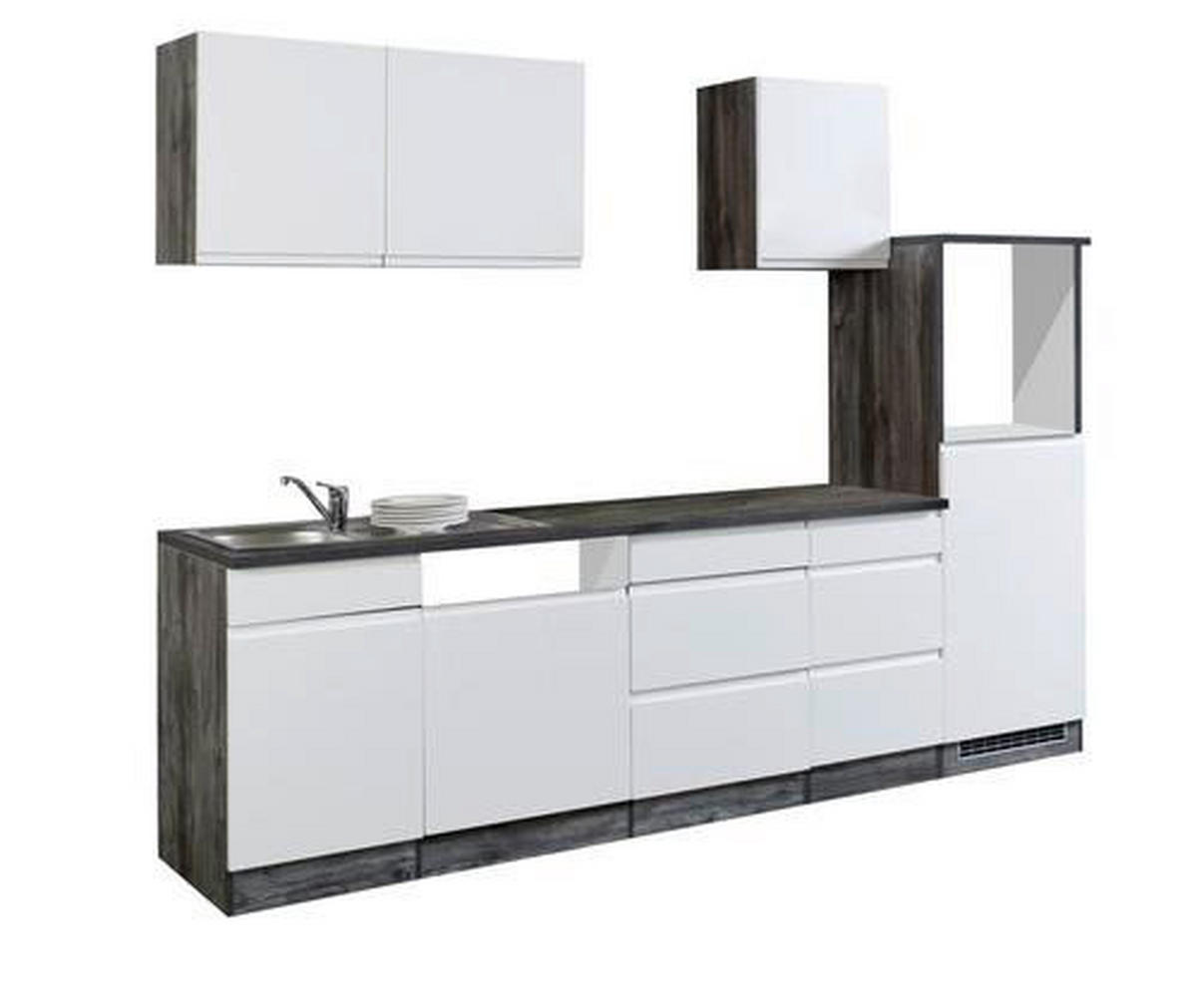 KÜCHENLEERBLOCK 280 cm   in Grau, Weiss  - Weiss Hochglanz/Weiss, Basics, Holzwerkstoff (280cm) - Held