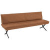 SITZBANK 214/88/66 cm Echtleder Schwarz, Cognac Nussbaum furniert Metall  - Cognac/Schwarz, Design, Leder/Holz (214/88/66cm) - Koinor