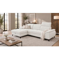 ECKSOFA  Struktur Creme, Weiss  - Weiss/Creme, Basics, Holz/Holzwerkstoff (281/166cm) - MID.YOU