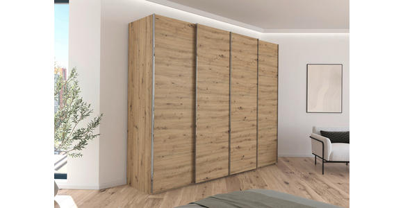SCHWEBETÜRENSCHRANK 271/235/68 cm 4-türig Eiche Artisan - Chromfarben/Eiche Artisan, Design, Holzwerkstoff/Metall (271/235/68cm) - Novel