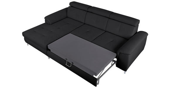 ECKSOFA in Flachgewebe Dunkelgrau  - Chromfarben/Dunkelgrau, KONVENTIONELL, Textil/Metall (175/268cm) - Carryhome