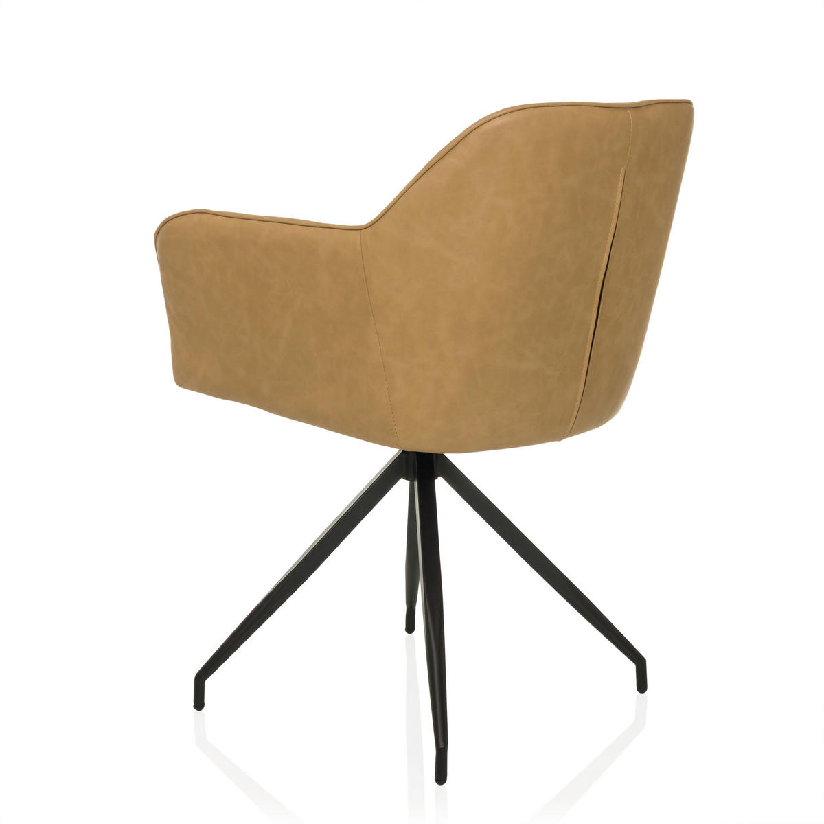 ARMLEHNSTUHL  in Lederlook  - Cognac/Schwarz, MODERN, Leder/Metall (61/90/56cm) - MID.YOU
