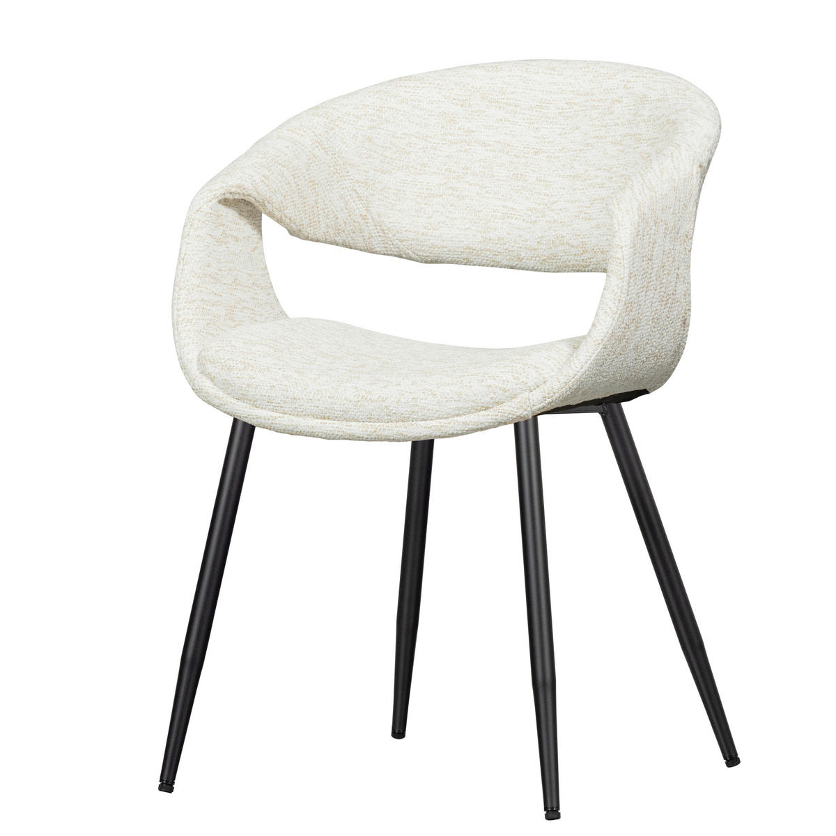 ARMLEHNSTUHL-SET 2 Stück  in Eisen Webstoff  - Schwarz/Naturfarben, MODERN, Textil/Metall (57/78/57cm) - Livetastic